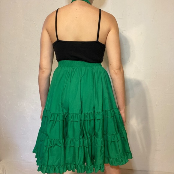 Vintage 70s Bright Green Western Circle Skirt - Picture 6 of 8